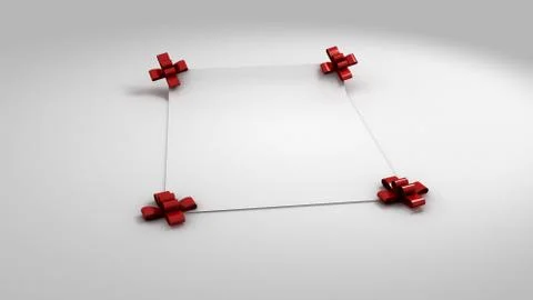 White gift box with a card. 3D image Stock-Illustration