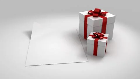 White gift box with a card. 3D image Stock Illustration