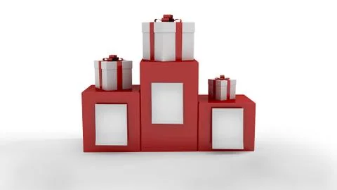 White gift box with a card. 3D image Stock-Illustration