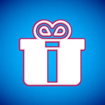 White Gift box icon isolated on blue background. Vector 스톡 일러스트