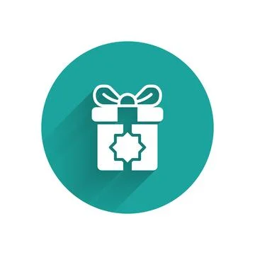 White Gift box icon isolated with long shadow background. Holy month, Ramad.. Stock Illustration
