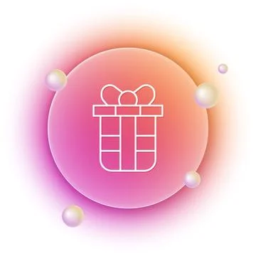 White Gift box icon isolated on white background. Happy Birthday. Orange an.. Illustrazione stock