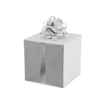 A white gift box isolated on a white background Stock Illustration