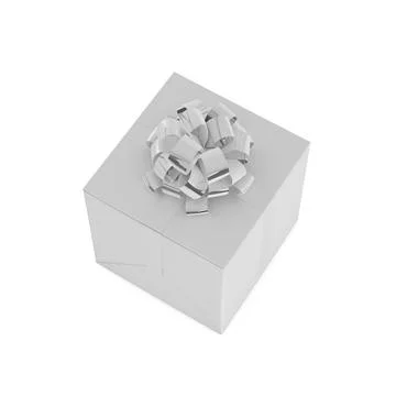 A white gift box isolated on a white background Stock Illustration
