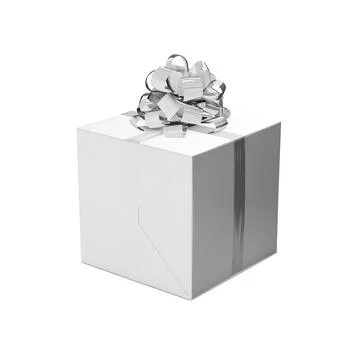 A white gift box isolated on a white background Stock Illustration