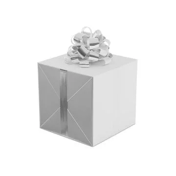 A white gift box isolated on a white background Stock Illustration