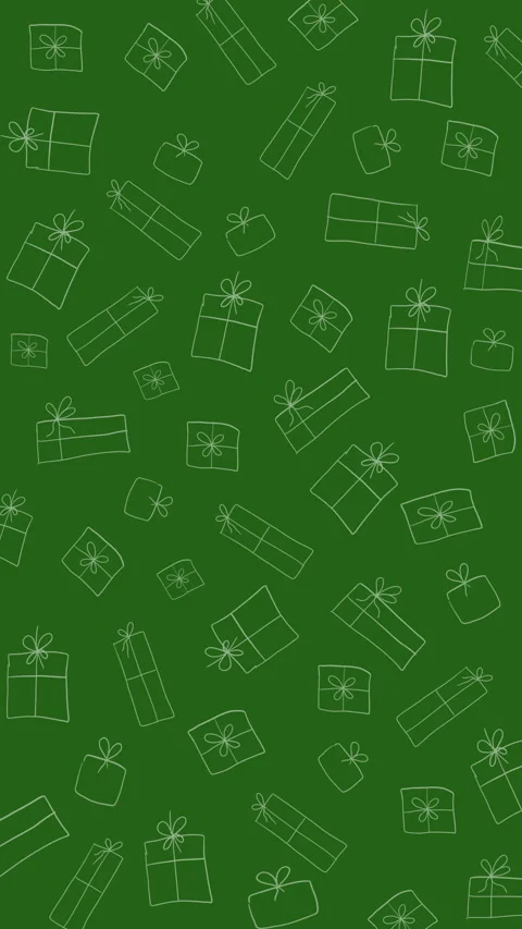 White gift box pattern on green background. Vertical video. Stock Footage 321131235