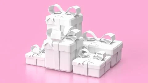 The white gift box on pink background  3d rendering.. Stock Illustration