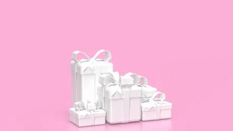 The white gift box on pink background  3d rendering.. Stock Illustration