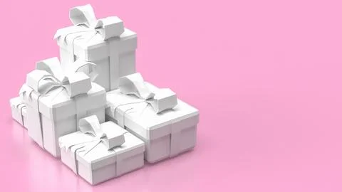 The white gift box on pink background  3d rendering.. Stockillustratie