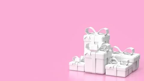 The white gift box on pink background  3d rendering.. Stock Illustration