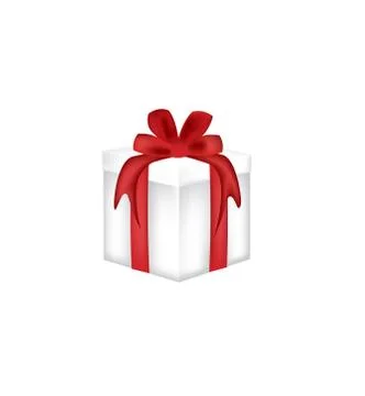 White gift box with a red bow Stock Illustration