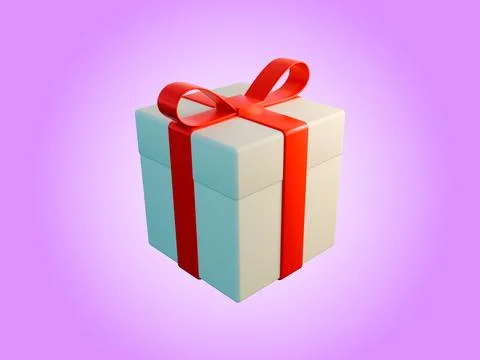 White gift box with a red ribbon and bow. Stock Illustration