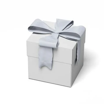 White gift box with a silver bow 库存插图