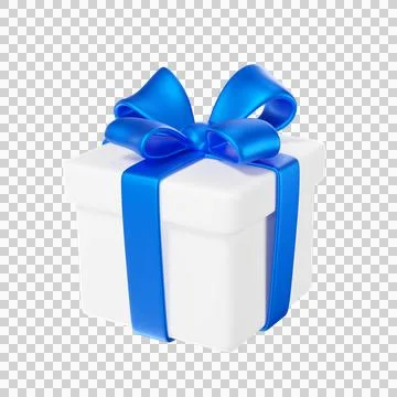White gift box with a vivid blue ribbon Stock Illustration