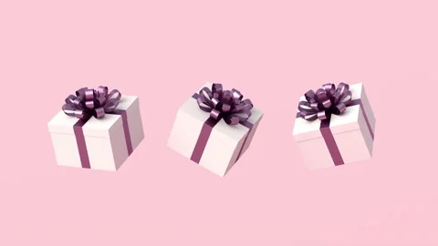 White gift boxes with purple ribbon Stock Footage 235909121