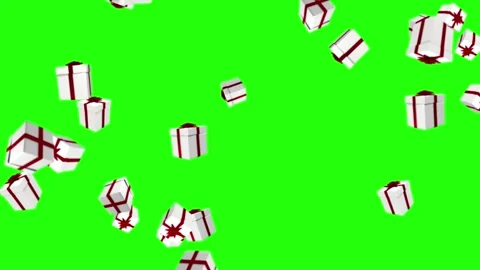 White gift boxes with red ribbons falling continuously in a looping animation Stock Footage 347944828