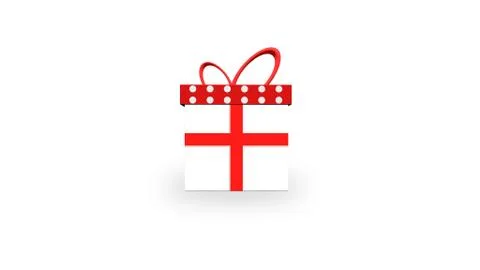 White gift boxes with red ribbons isolated on white background with copy space, Stock Illustration