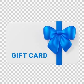 White gift card with a bold blue ribbon Stock Illustration