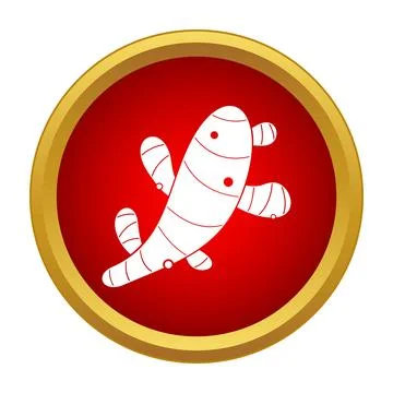 White ginger root icon on red background Stock Illustration