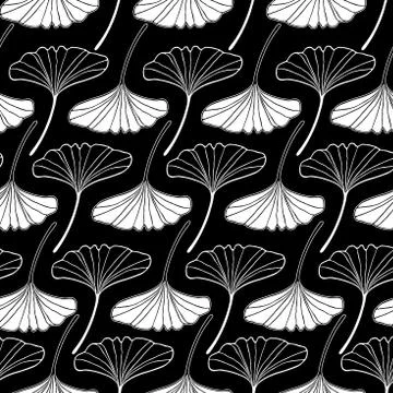 White gingko leaf sketch doodle set  Stock Illustration