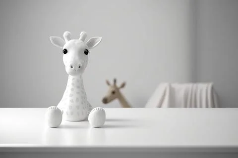 White giraffe doll on a white table Stock Illustration