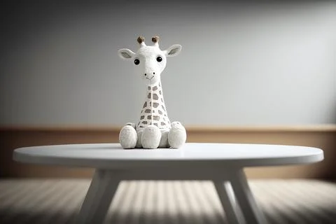 White giraffe doll on a white table Stock Illustration
