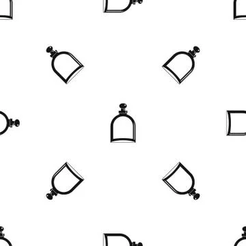 White glass bottle with perfume pattern seamless black Illustration