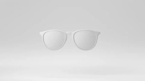 White Glasses floating in white background. minimal concept idea. 3D render. Stock Footage 168721299