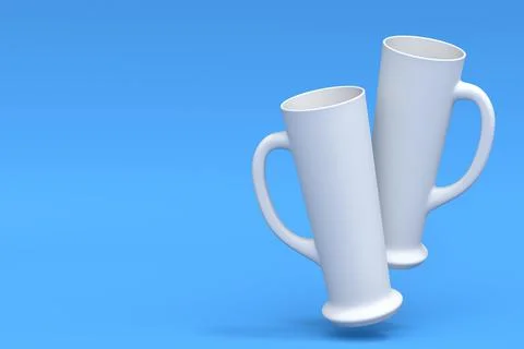 White glasses of fresh draft beer on a blue monochrome background. Stock Illustration