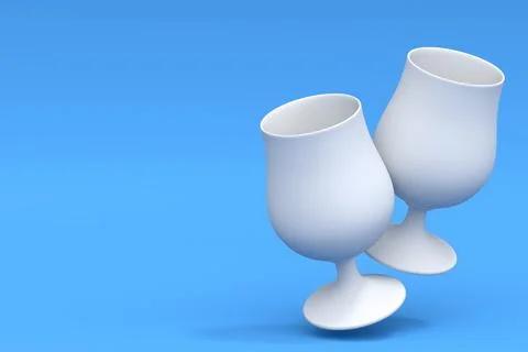White glasses of fresh draft beer on a blue monochrome background. Stock Illustration