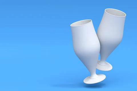 White glasses of fresh draft beer on a blue monochrome background. Stock Illustration