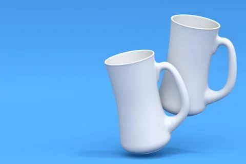 White glasses of fresh draft beer on a blue monochrome background. Stock Illustration