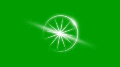 White Glitter Sparkle Star Animation on Green Screen, Bright Lens Flare Over Vídeo Stock 343637421