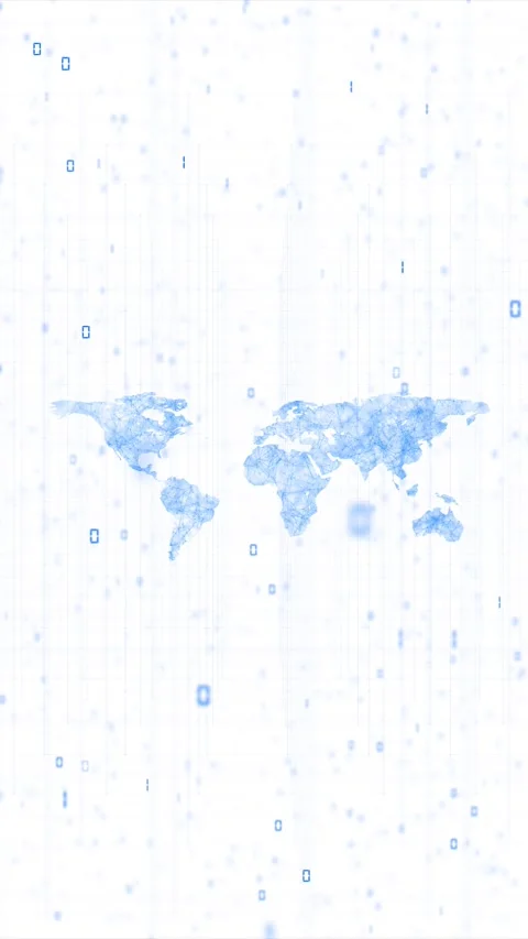 White global network map background pale blue world continents, connecting mesh Stock Footage 340525763