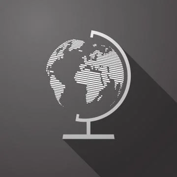 White globe with long shadow Stock Illustration