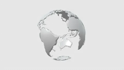 White Globe Planet Earth Rotating Loop With Alpha Channel Stock Footage 255553852
