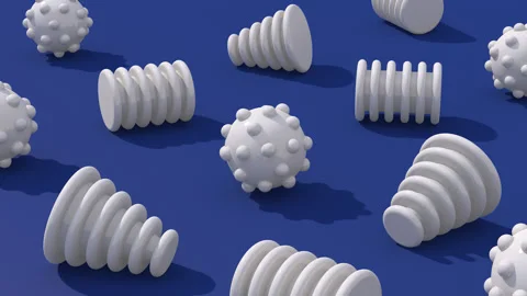 White glossy abstract shapes. Blue background. 3d render. Stock Footage 156526110
