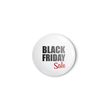 White glossy and shiny button pin in the shape of a circle with text Black Illustrazione stock
