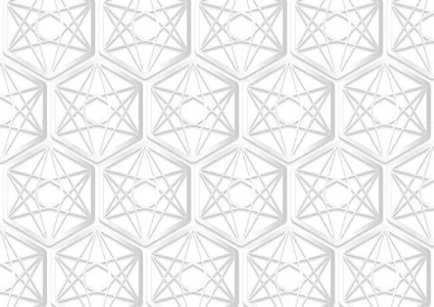 White glossy geometric hexagonal pattern abstract tech background Stock Illustration