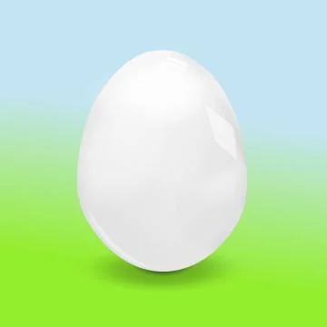 White glossy shiny egg on light blue green background Stock Illustration