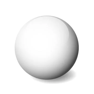 White glossy sphere, ball or orb. 3D vector object with dropped shadow on white Stock Illustration