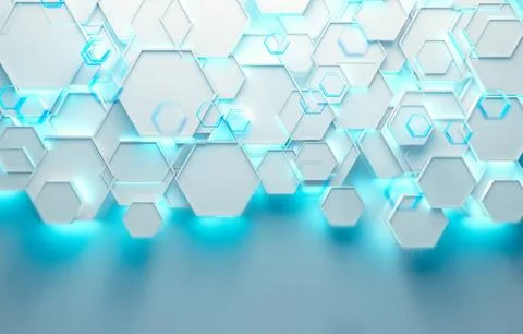 White glossy technological and science background. 3d illustration. Stock Illustration