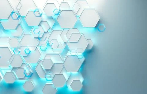 White glossy technological and science background. 3d illustration. Stock Illustration