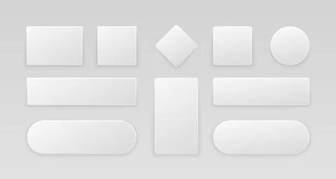 White glossy web buttons. Set of realistic 3d icons, internet stickers square Illustrazione stock