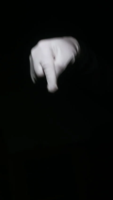 White Gloved Hand Repeating Downwards Pointing Gesture 4K Vertical Stock Footage 332365611