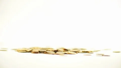 White-gloved hands scooping up a pile of gold coins. They sort out and scatter Stock Footage 122656080