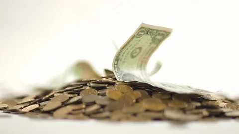 White-gloved hands scooping up a pile of gold coins. They sort out and scatter Stock Footage 122659385
