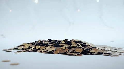 White-gloved hands scooping up a pile of gold coins. They sort out and scatter Stock Footage 122669022