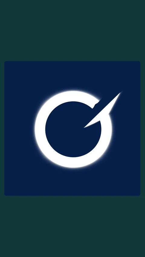 White glowing circle with arrow element on dark blue. White glowing circle .. Video stock 345720448